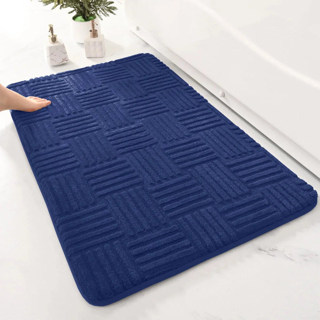 Embossed Geometric Bath Mat with Anti-Slip Backing