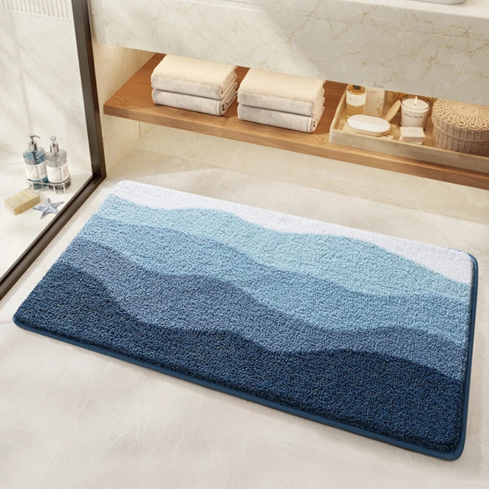 Non-Slip Wave Bath Mat, Machine Washable, 4 Sizes