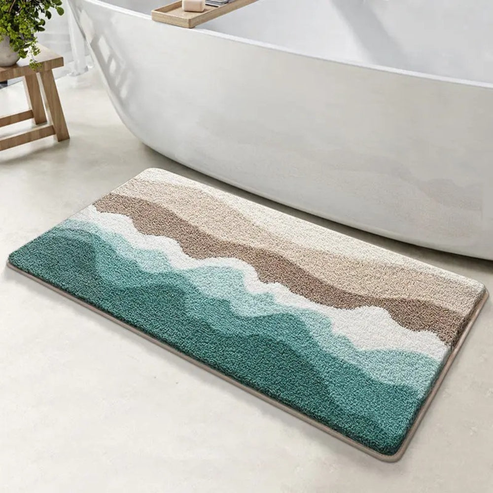 Non-Slip Wave Bath Mat, Machine Washable, 4 Sizes