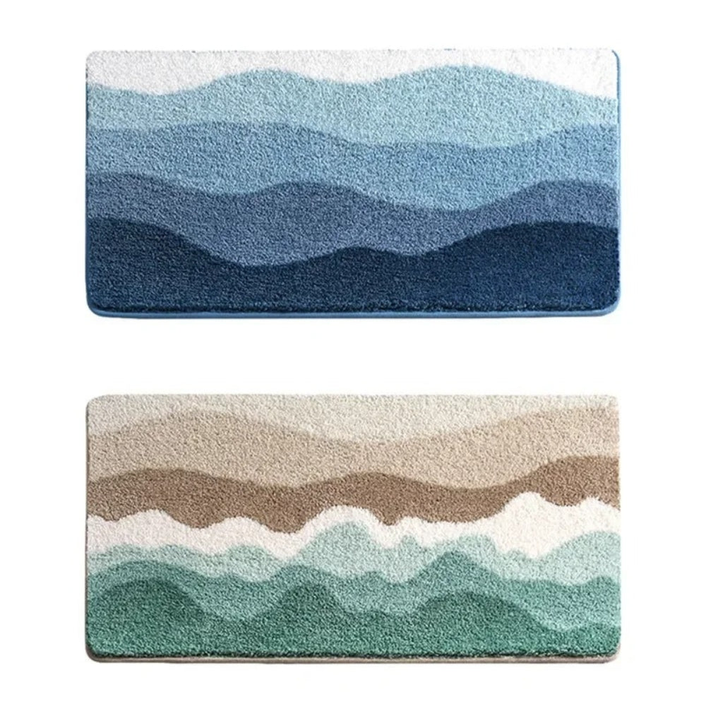 Non-Slip Wave Bath Mat, Machine Washable, 4 Sizes