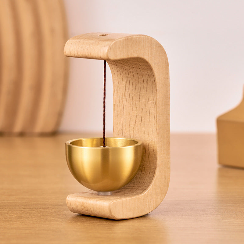 Wind Chime with Magnetic Sound Bowl on Wooden Stand