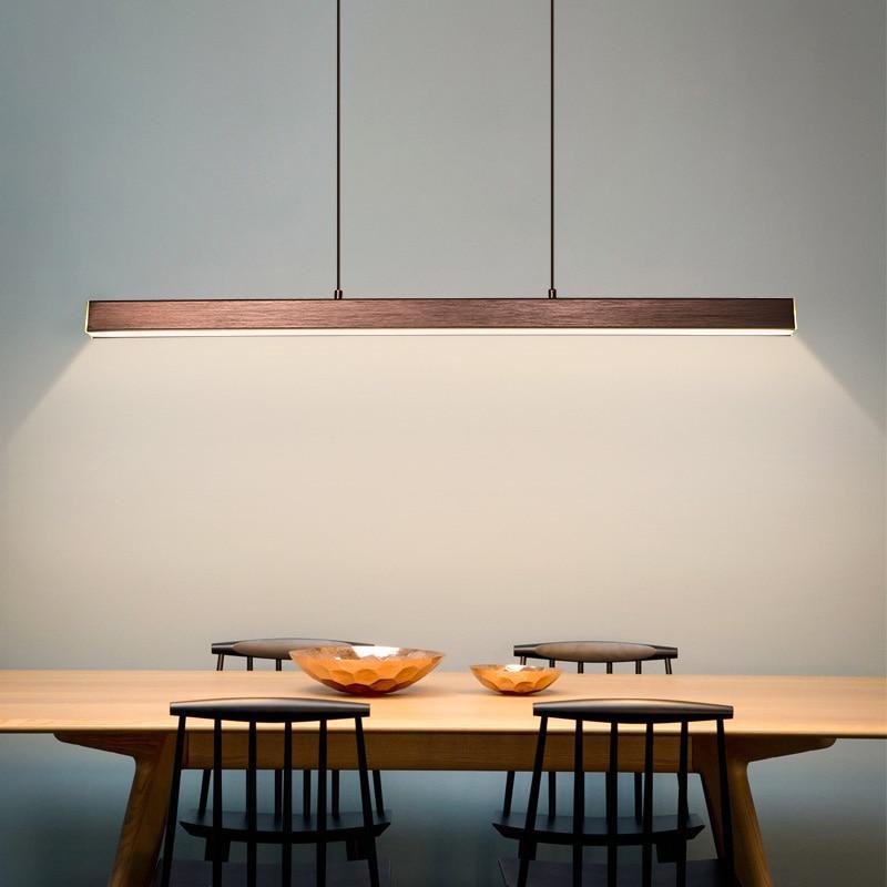 Linear LED Pendant Light, 80-150cm, Black or Brown, Dimmable