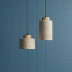 Modern Natural Stone Pendant Light with Textured Shade
