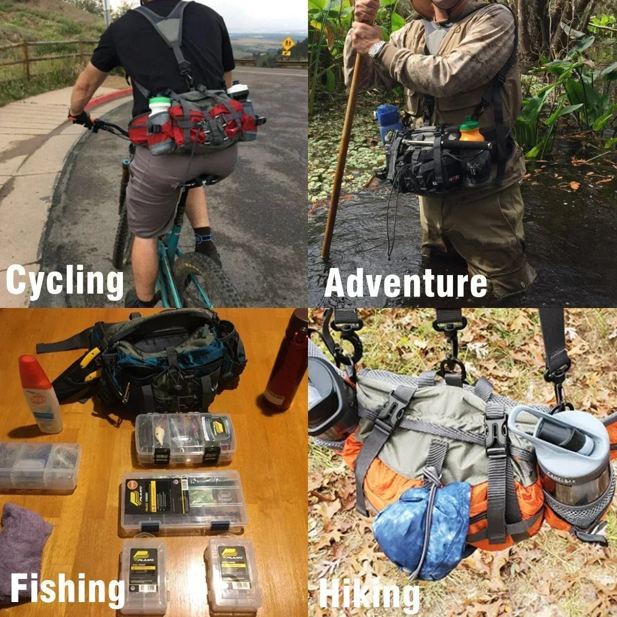 Water-Repellent Bum Bag with Two Bottle Holders, 28 cm