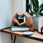 Handmade Wooden Heart Ornament, Carved Love Symbol Decor