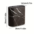 Oval Desk Bin with Lid, 29 x 29 x 14.5 cm, Marble Look