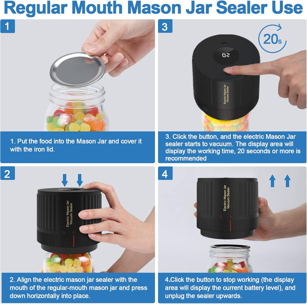 Electric Vacuum Sealer for Mason Jars, Wide and Regular