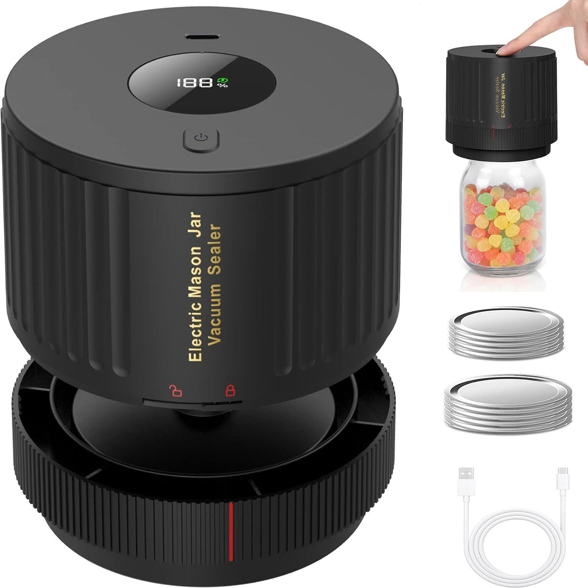 Electric Vacuum Sealer for Mason Jars, Wide and Regular
