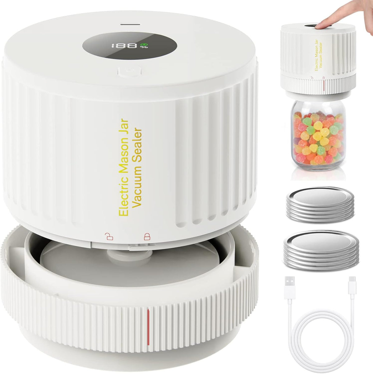 Electric Vacuum Sealer for Mason Jars, Wide and Regular