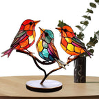Coloured Glass Bird Sculpture on a Branch, Table Decor