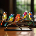 Coloured Glass Bird Sculpture on a Branch, Table Decor