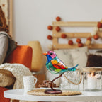 Coloured Glass Bird Sculpture on a Branch, Table Decor