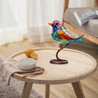 Coloured Glass Bird Sculpture on a Branch, Table Decor