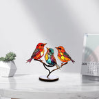 Coloured Glass Bird Sculpture on a Branch, Table Decor