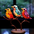 Coloured Glass Bird Sculpture on a Branch, Table Decor