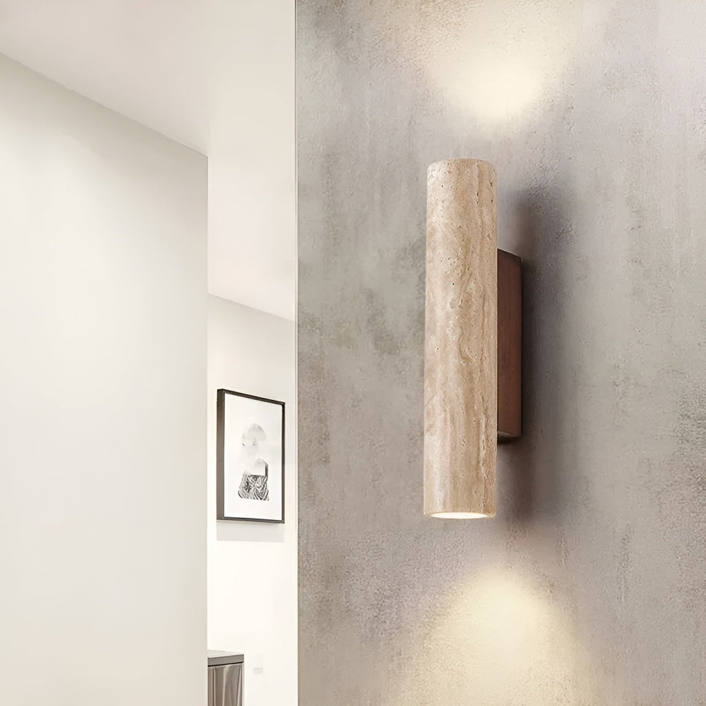 Travertine LED Wall Light with Natural Stone Finish, 28 or 32cm