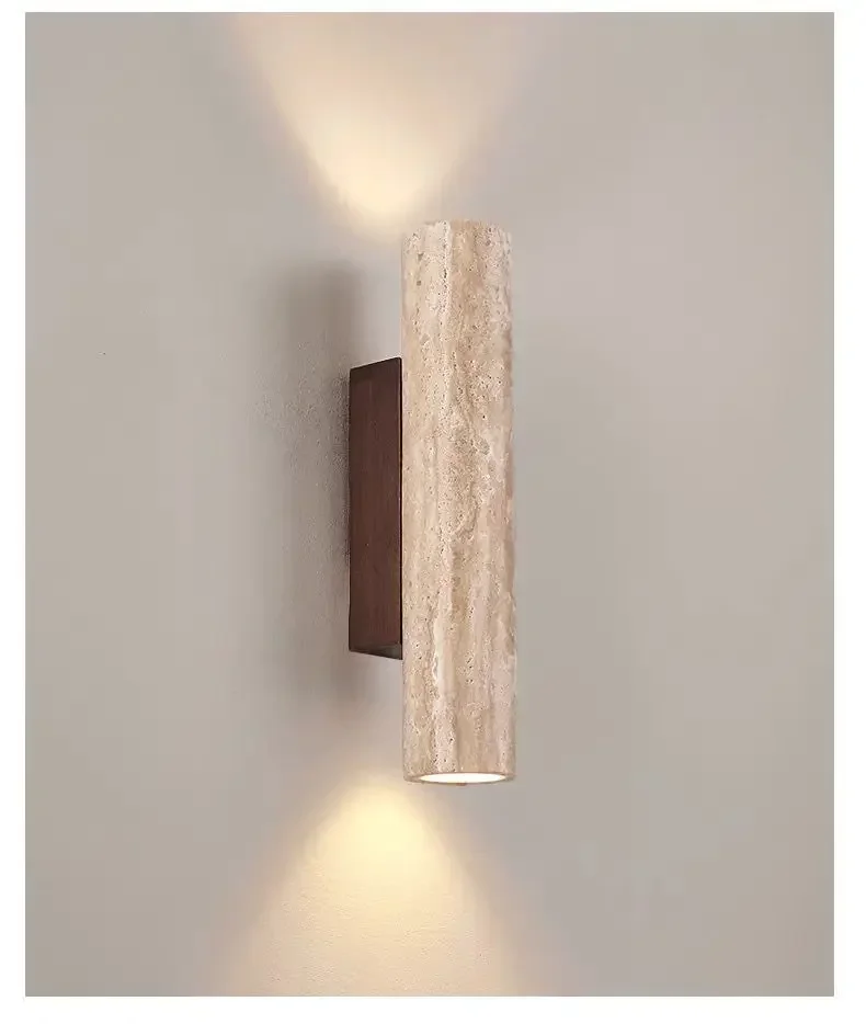 Travertine LED Wall Light with Natural Stone Finish, 28 or 32cm