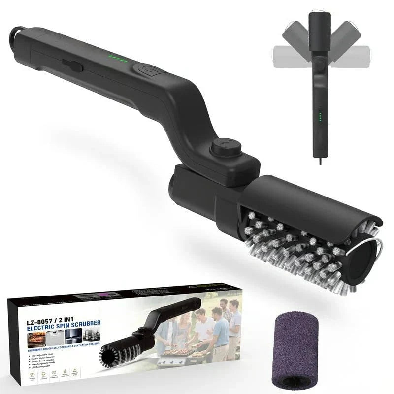 Electric Grill Brush with Rotating Head and USB Charging
