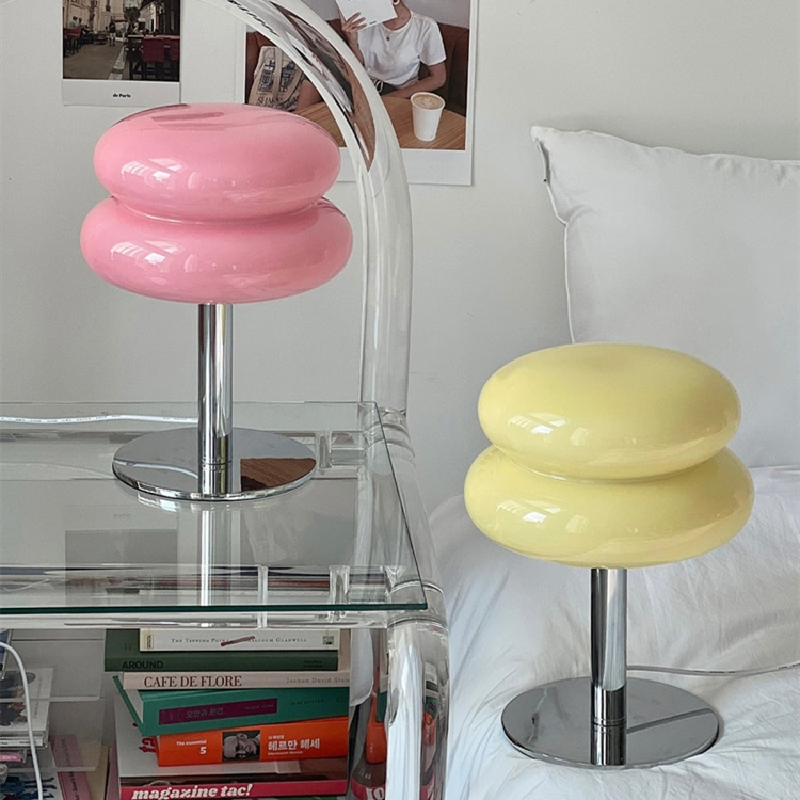 Glass Egg Table Lamp, Dimmable with Rotary Knob, Iron Base