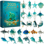 Ocean Advent Calendar with 24 Frosted Glass Sea Ornaments