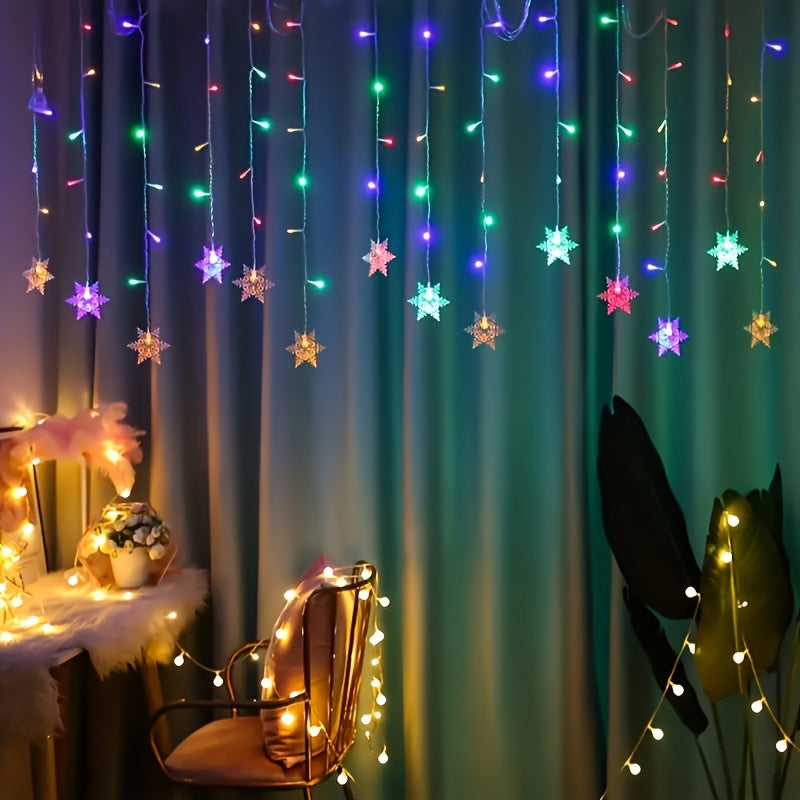 USB Snowflake String Lights 4m, Warm White or Multicolour