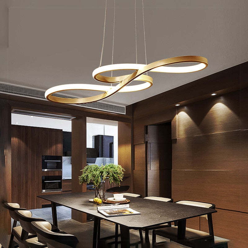 Music Note LED Pendant Light, 75 or 100cm, Black, White or Gold