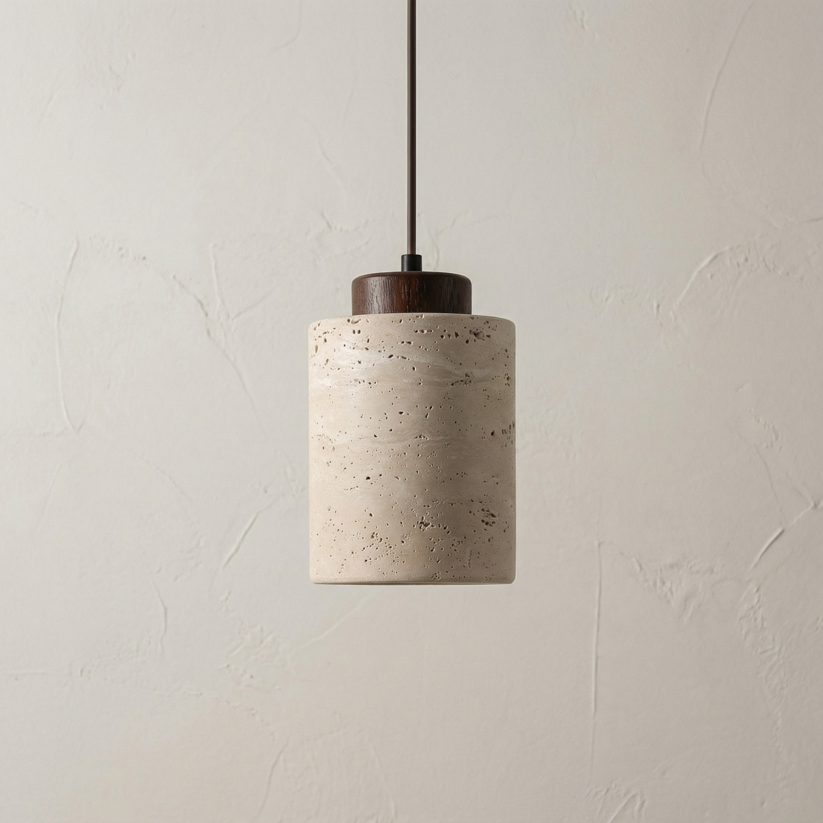 Modern Natural Stone Pendant Light with Textured Shade