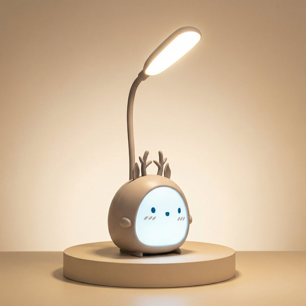 Rechargeable Kids LED Desk Lamp with Flexible Arm and Deer Motif