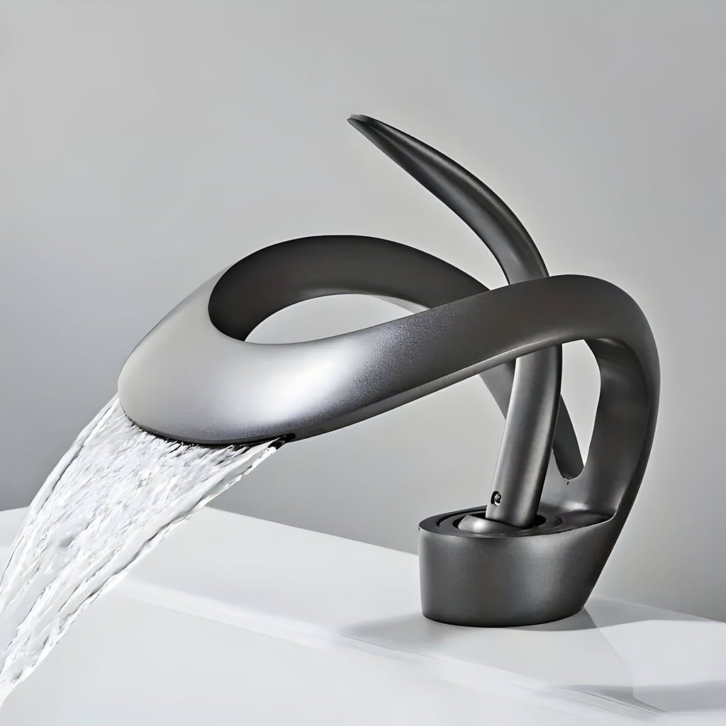 Waterfall Basin Mixer Tap in Brass, Single Lever