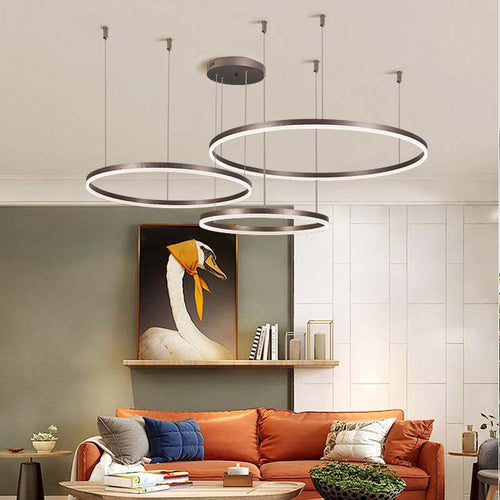 Circular Ring LED Pendant Light, 2-5 Rings, Black, Gold or Brown