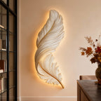 Feather LED Wall Art Light with Hidden Strip and Remote Dimmer