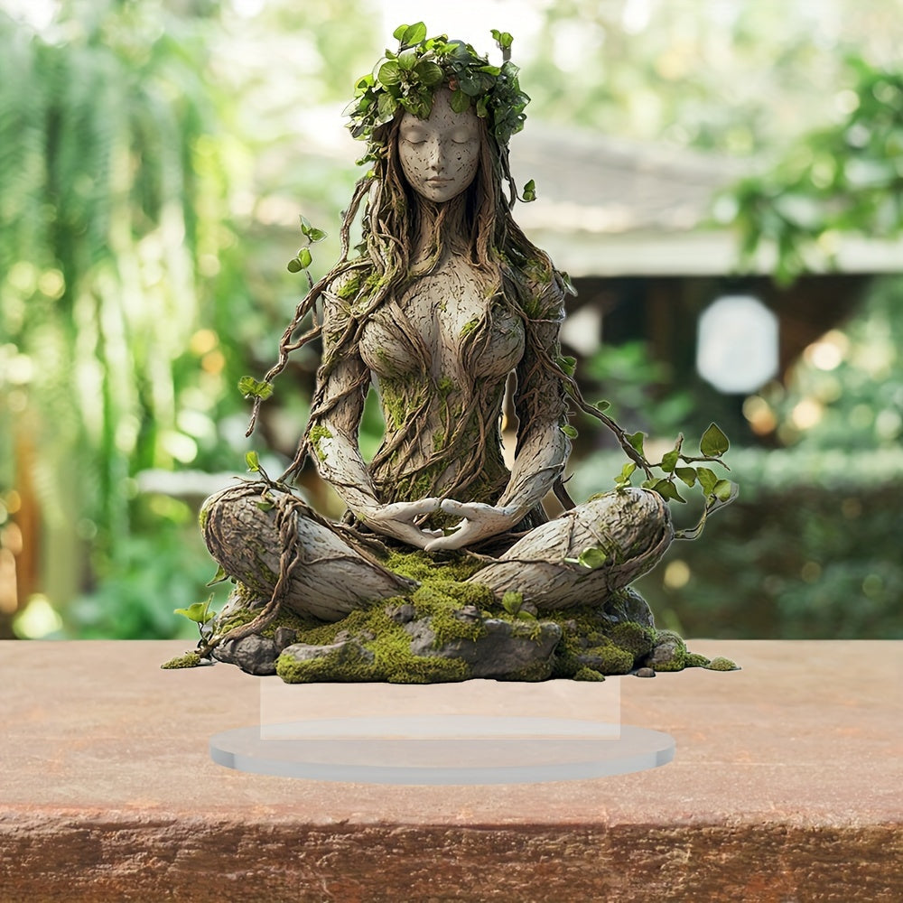 Nature Goddess Lotus Acrylic Figurine with Stand