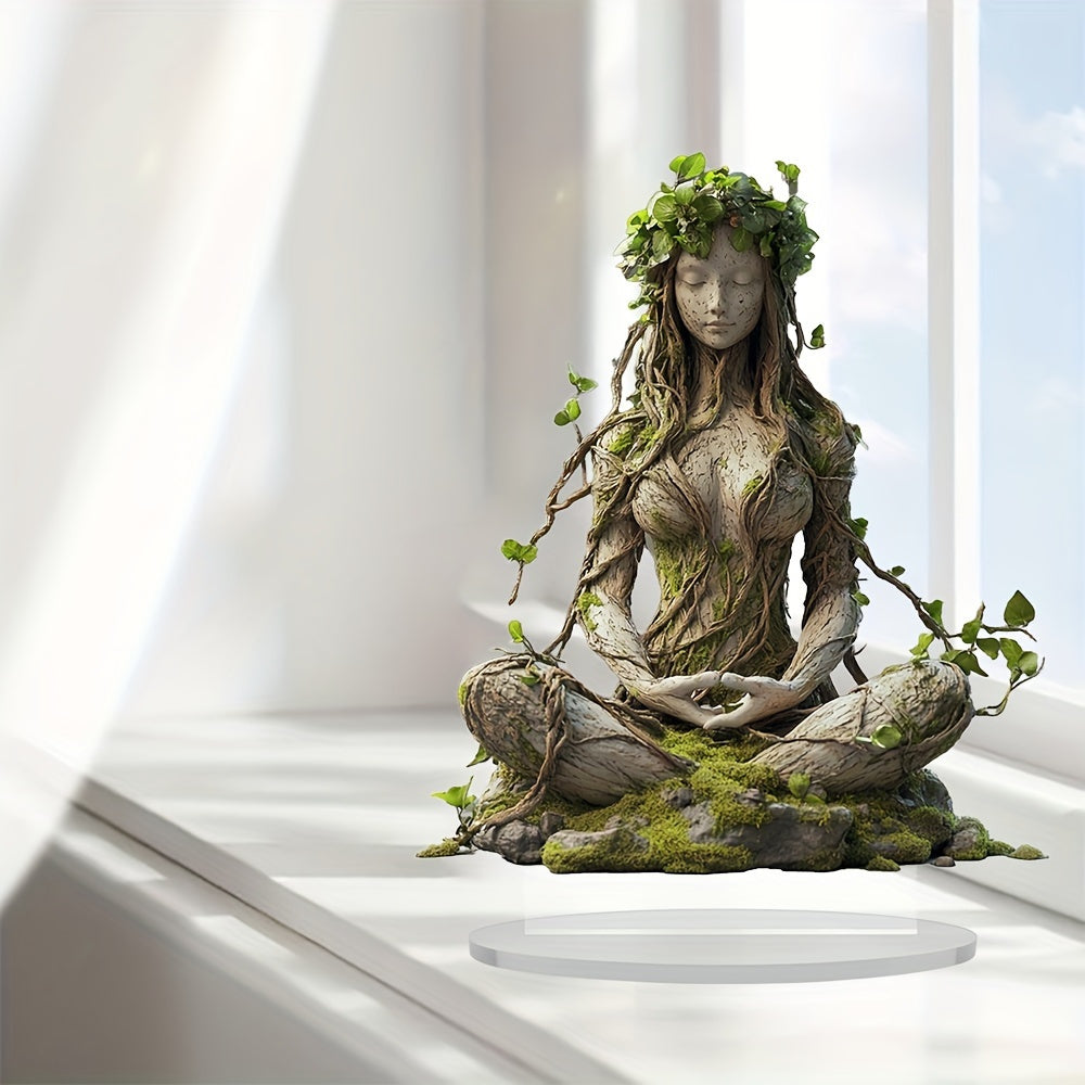 Nature Goddess Lotus Acrylic Figurine with Stand
