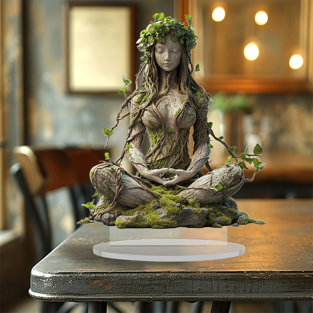 Nature Goddess Lotus Acrylic Figurine with Stand