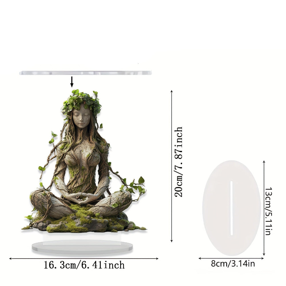Nature Goddess Lotus Acrylic Figurine with Stand