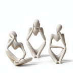 Abstract Thinker Figurine in Sandstone-Effect Resin