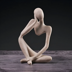 Abstract Thinker Figurine in Sandstone-Effect Resin