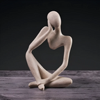 Abstract Thinker Figurine in Sandstone-Effect Resin