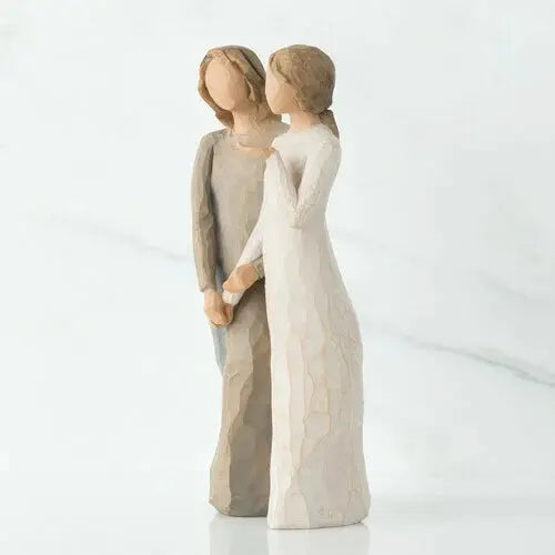 Standing Sisters Resin Figurine, Hand Painted Sculpture