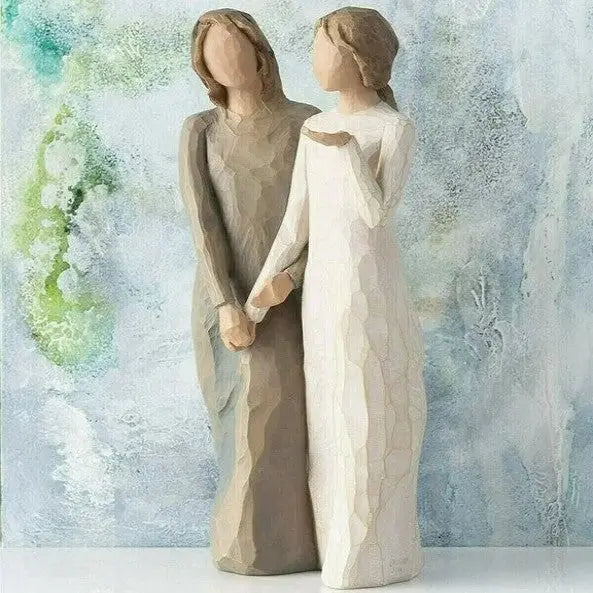 Standing Sisters Resin Figurine, Hand Painted Sculpture