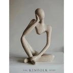 Abstract Seated Thinker Figurine, Resin Sculpture