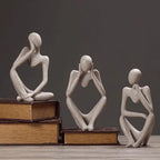 Abstract Seated Thinker Figurine, Resin Sculpture