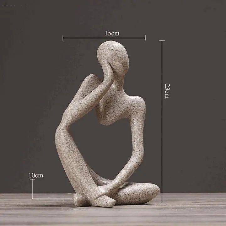 Abstract Seated Thinker Figurine, Resin Sculpture