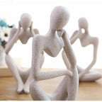 Abstract Seated Thinker Figurine, Resin Sculpture