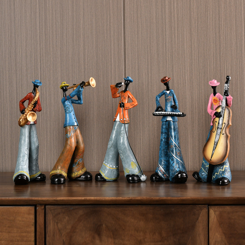 Retro Jazz Musician Figurine, Five Characters