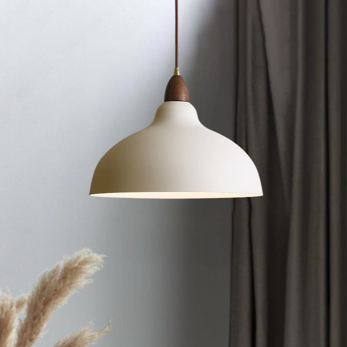 Scandinavian Wood and Metal Pendant Light, E27, Adjustable