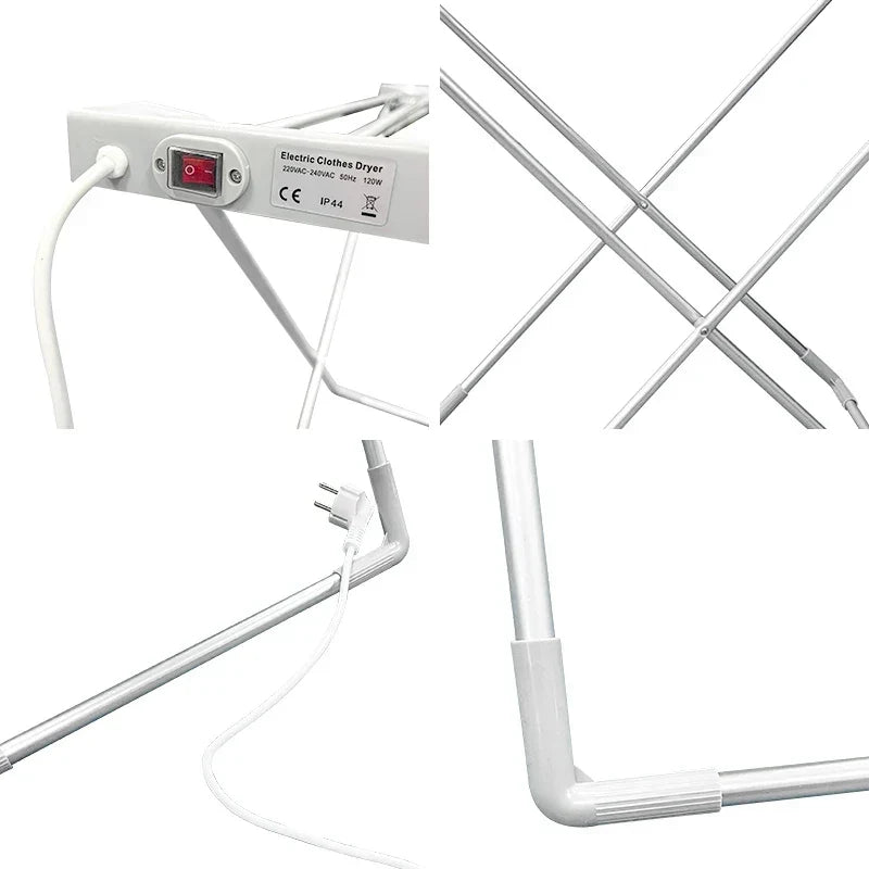 Heated Clothes Airer, Folding 120 W Aluminium Drying Rack