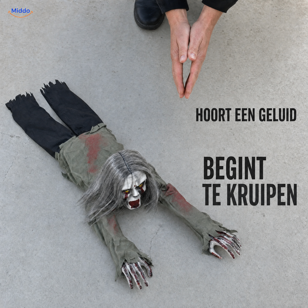 Sound-Activated Crawling Ghost, 110cm Halloween Floor Prop