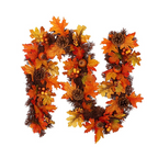 Autumn Maple Leaf Garland with Pine Cones, Berries and Lights