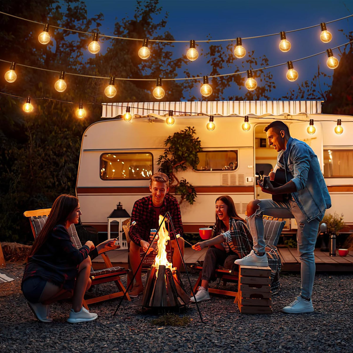 Outdoor G40 Festoon Lights, IP54, 2700K Shatterproof Bulbs